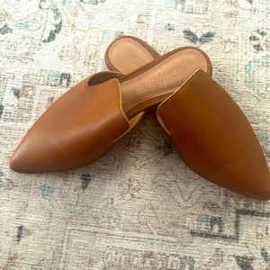 Madewell tan slides, leather and worn once. Size 6.5